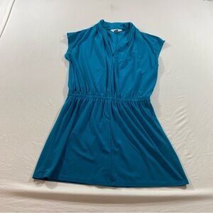 White House Black Market Teal mini dress elastic waistband V-Neck Summer Top